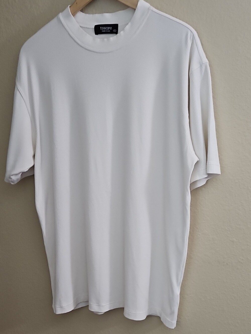 TOSCANO MADE IN ITALY,MEN'S RIBBED WHITE/ CREAM KNIT  CREWNECK XL